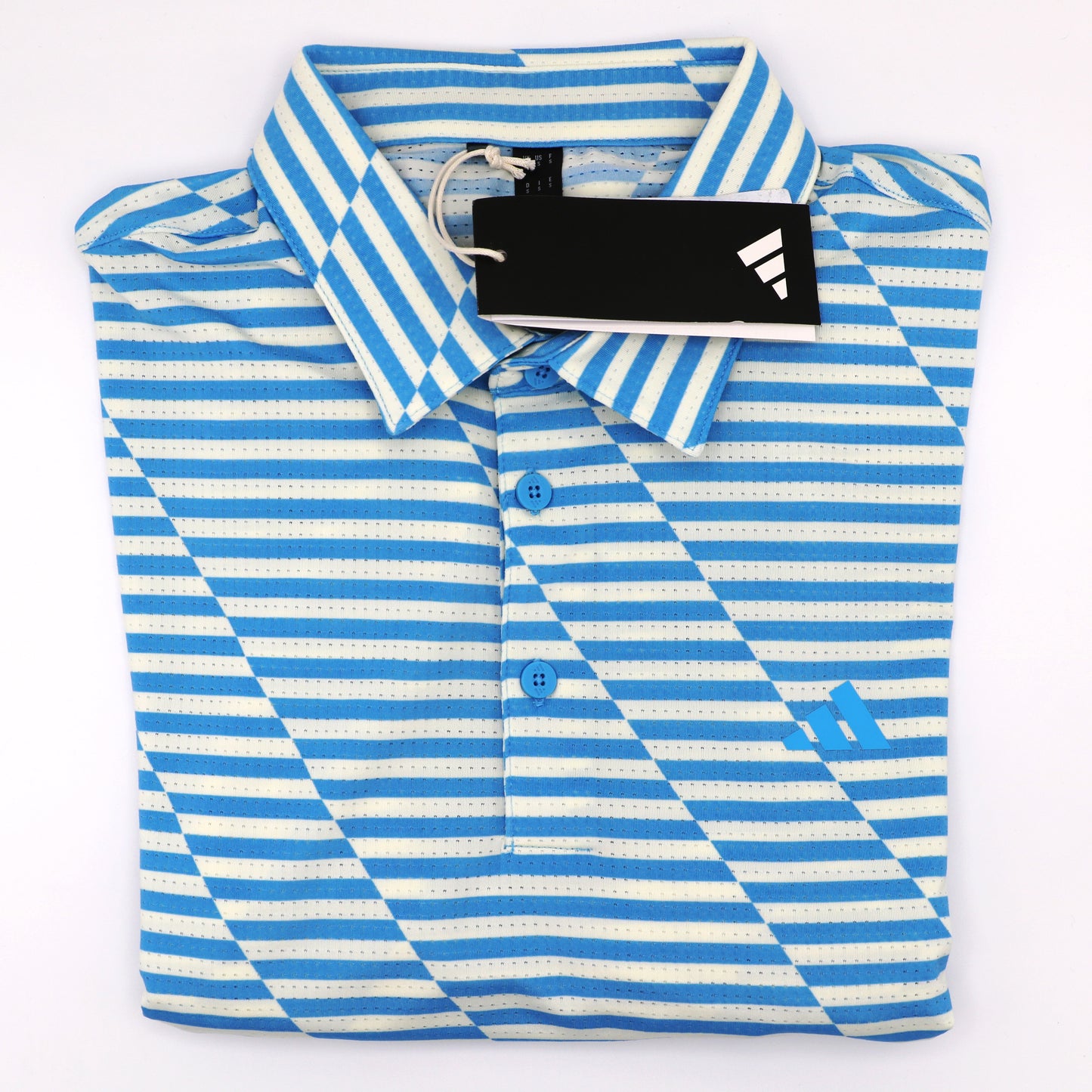 Adidas Textured Polo Blue Stripe