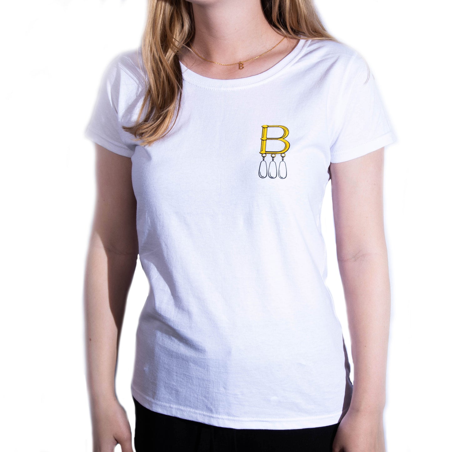 B Necklace T Shirt White