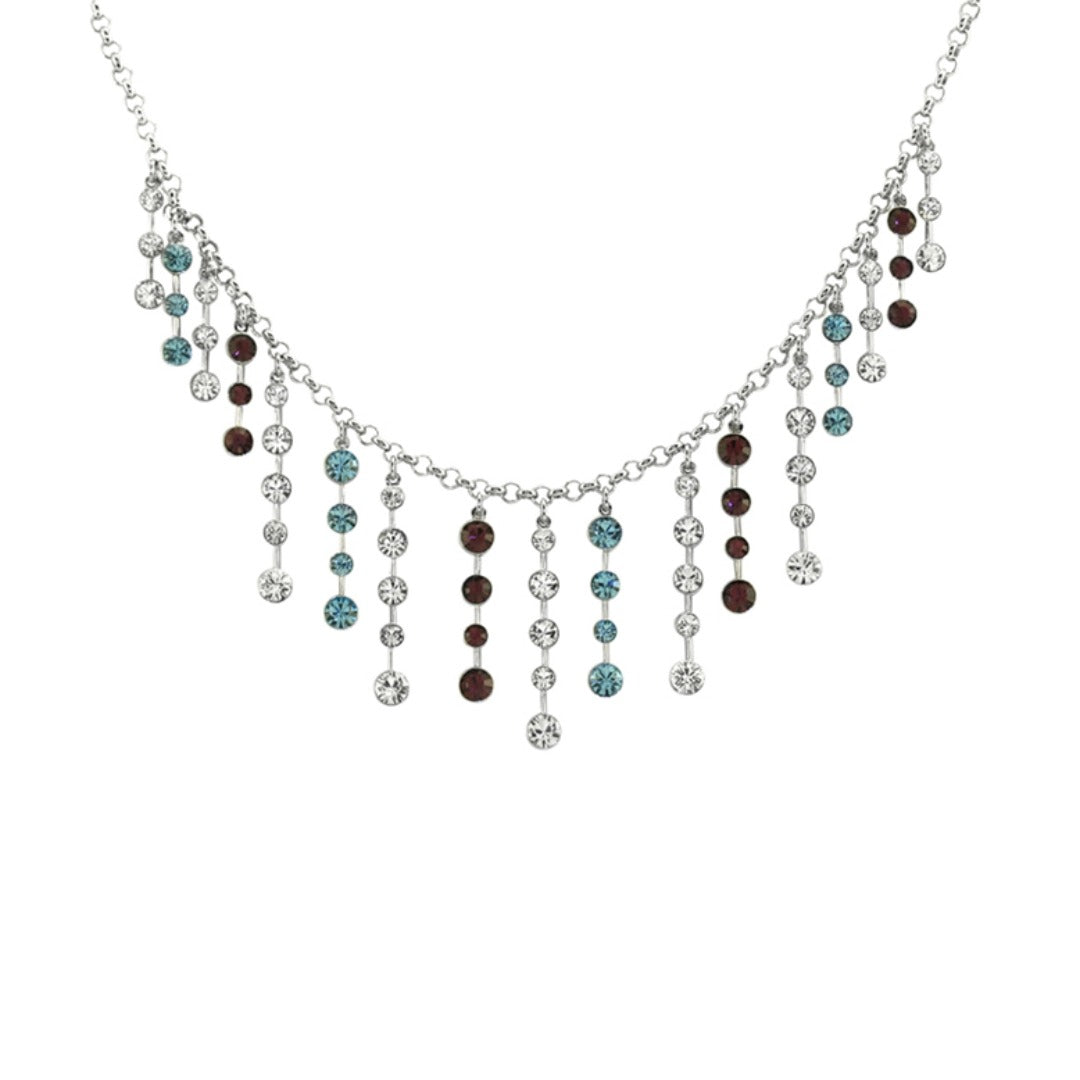 Multi-Coloured Crystal Fringe Tiara Necklace