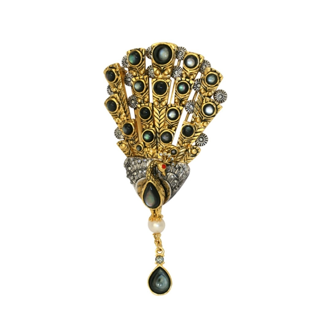 Peacock Brooch & Pendant with Chain