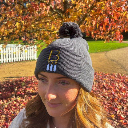 B Necklace Beanie Grey