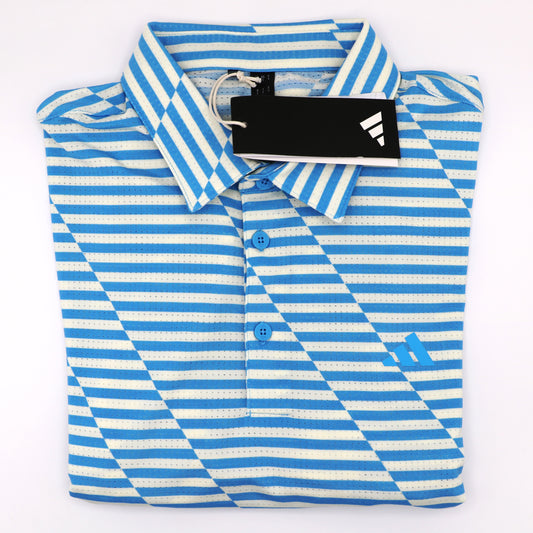 Adidas Textured Polo Blue Stripe