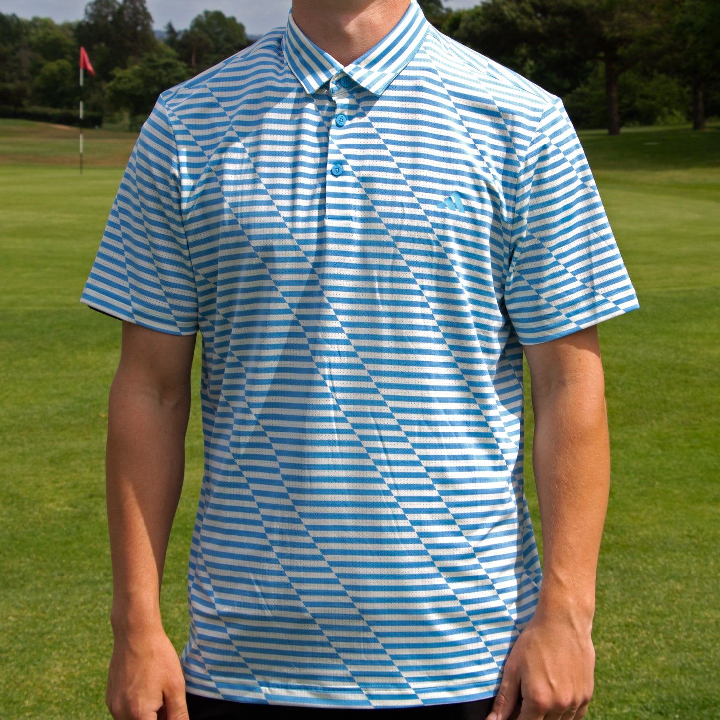 Adidas Textured Polo Blue Stripe