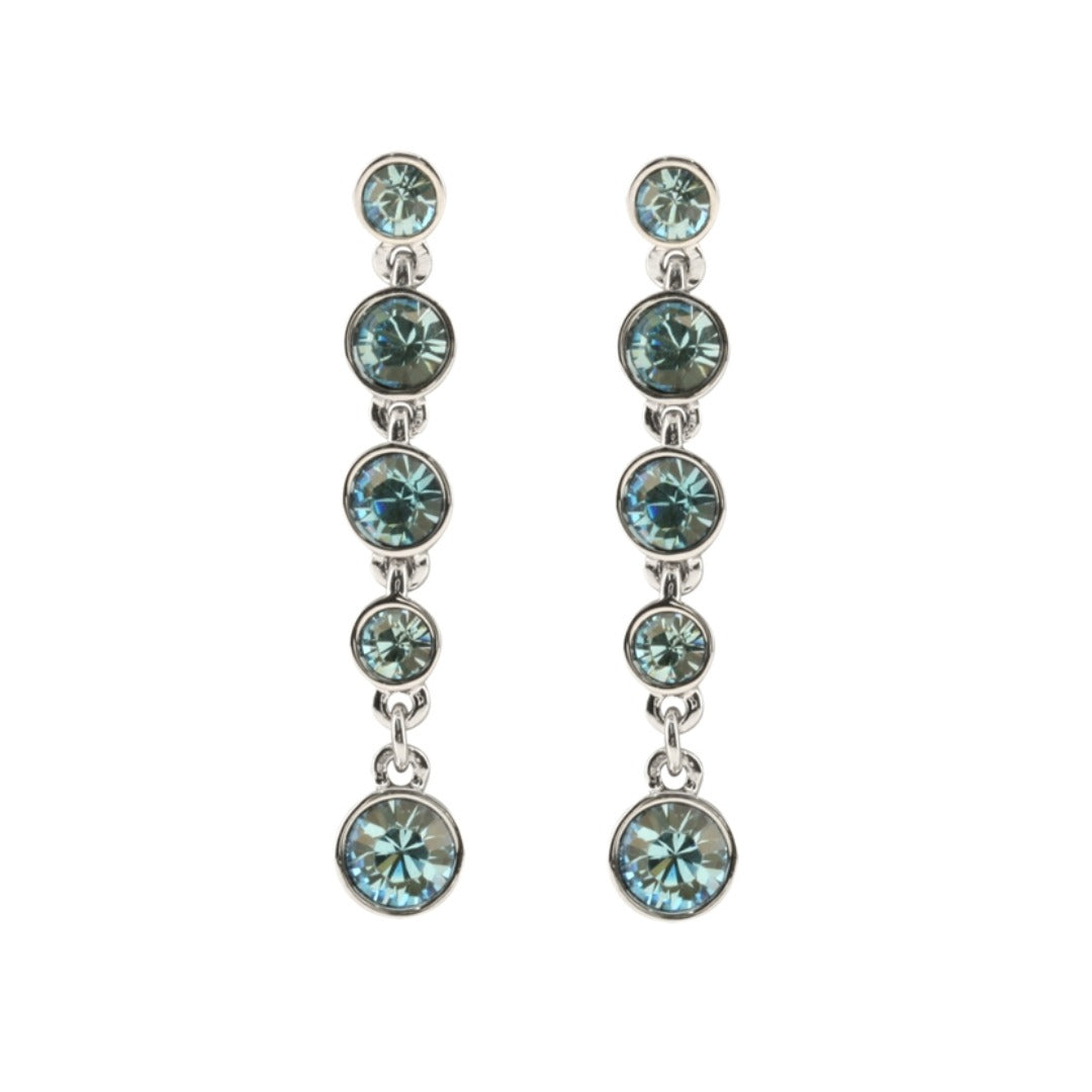 Aqua Blue Crystal Fringe Tiara Earrings