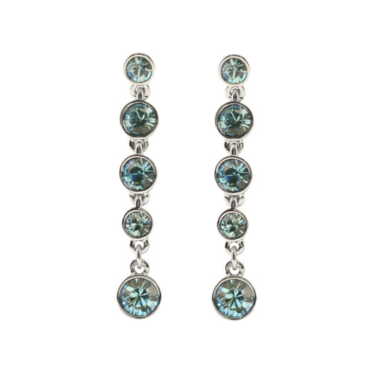 Aqua Blue Crystal Fringe Tiara Earrings