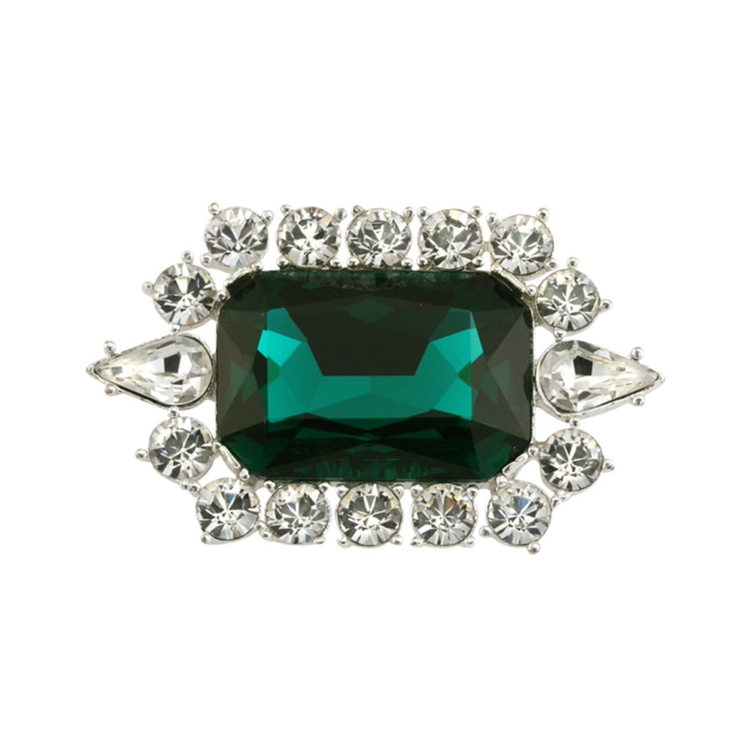 British Crown of India Emerald Crystal Brooch