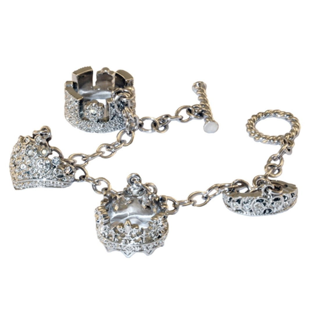 Tiara Four Charm Silver Toned Bracelet