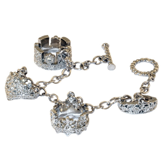 Tiara Four Charm Silver Toned Bracelet